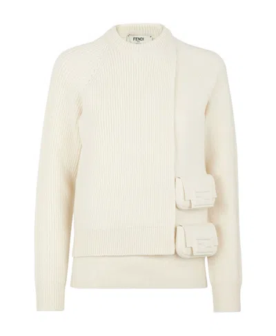 Fendi Layered Utility Pocket Jumper In White