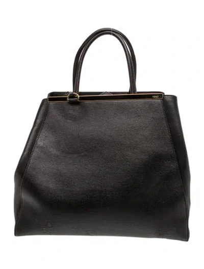 Pre-owned Fendi Leather 2jours Large In Black