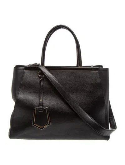Pre-owned Fendi Leather 2jours Medium In Black