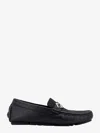 Fendi Round Toe Textured Leather Loafers In Black