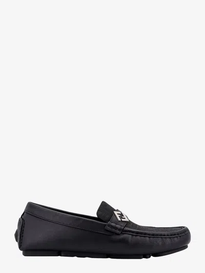 FENDI LEATHER AND CANVAS LOAFERS