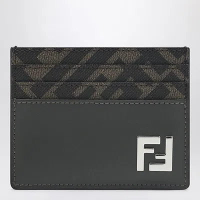 FENDI FENDI LEATHER AND FF CANVAS SQUARED CARD HOLDER