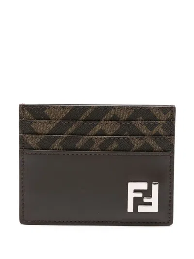FENDI FENDI LEATHER AND FF CANVAS SQUARED CARD HOLDER ACCESSORIES