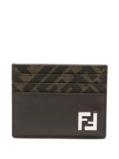 FENDI FENDI LEATHER AND FF CANVAS SQUARED CARD HOLDER ACCESSORIES