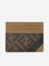 FENDI LEATHER AND FF FABRIC CARD HOLDER