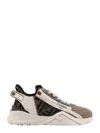 Fendi Flow Leather And Jacquard Fabric Sneakers With Zip