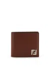 Fendi Men Leather And Ff Jacquard Fabric Bifold Wallet