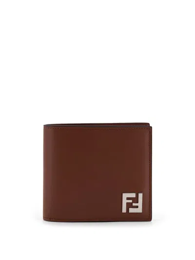 Fendi Leather And Ff Jacquard Fabric Bifold Wallet