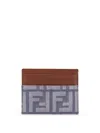 Fendi Leather And Ff Jacquard Fabric Cardholder