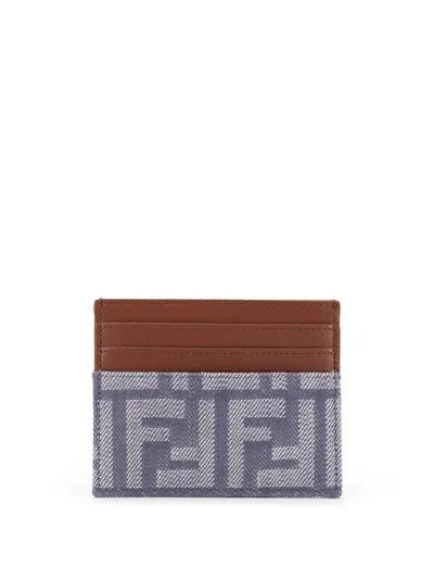 Fendi Leather And Ff Jacquard Fabric Cardholder