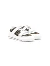 Fendi Kids Leather Jacquard Logo Trainers In White