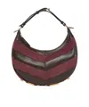 Fendi Leather And Suede Bag With Two-tone Inlay In Black