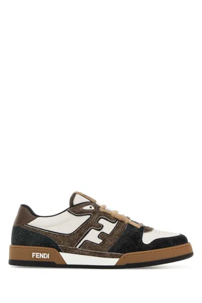 FENDI FENDI LEATHER & SUEDE COLORBLOCK SNEAKER