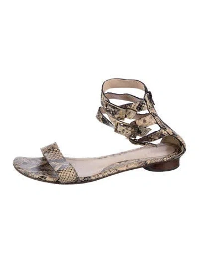 Pre-owned Fendi Leather Animal Print Gladiator Sandals In Neutrals