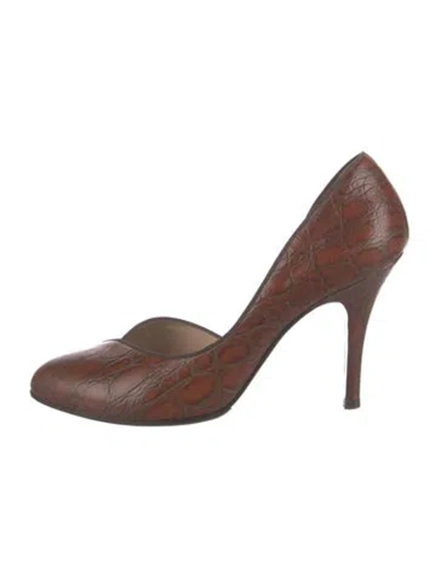 Pre-owned Fendi Leather Animal Print Pumps In Brown