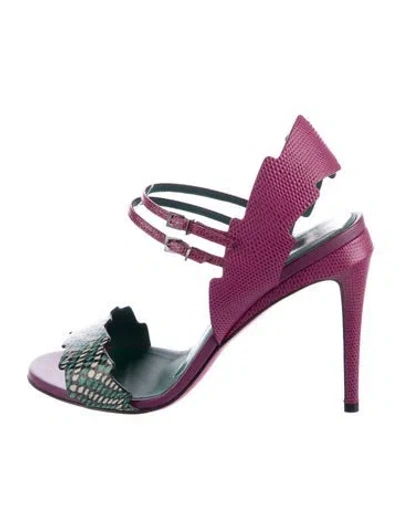 Pre-owned Fendi Leather Animal Print Sandals In Green