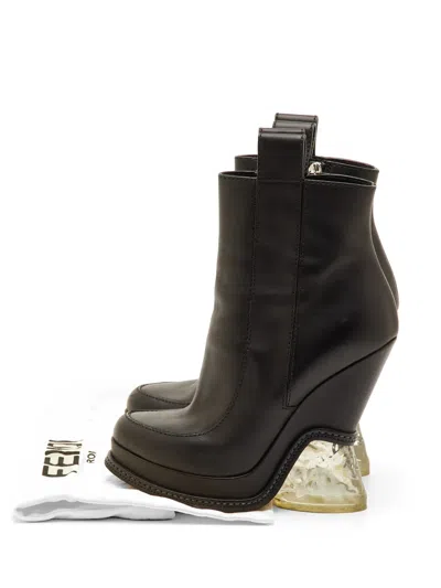Pre-owned Fendi Leather Ankle Boots In Black