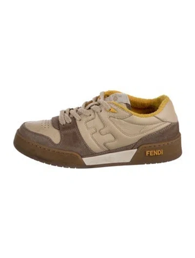 Pre-owned Fendi Leather Athletic Sneakers In Brown