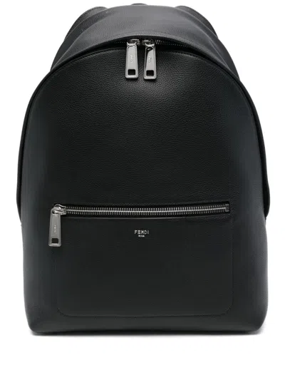 Fendi Leather Backpack In Black