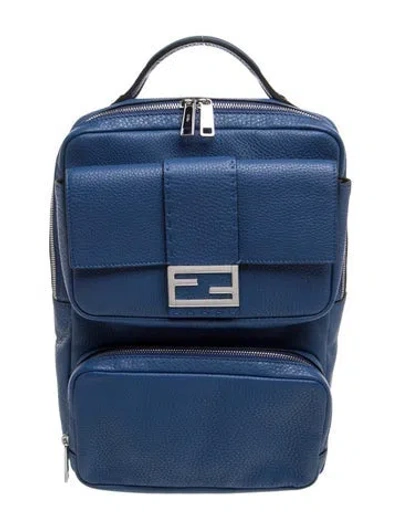 Pre-owned Fendi Leather Backpack In Blue