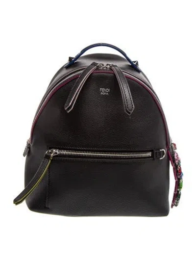 Pre-owned Fendi Leather Backpack Mini In Black