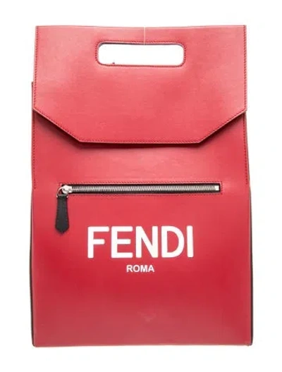 Pre-owned Fendi Leather Backpack In Red