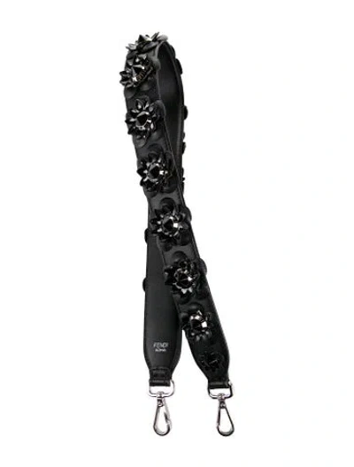 Pre-owned Fendi Leather Bag Strap In Black