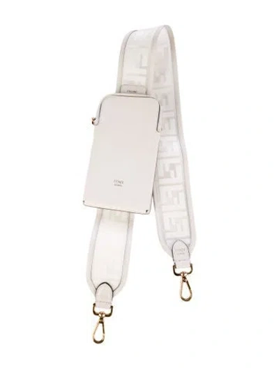Pre-owned Fendi Leather Bag Strap In White