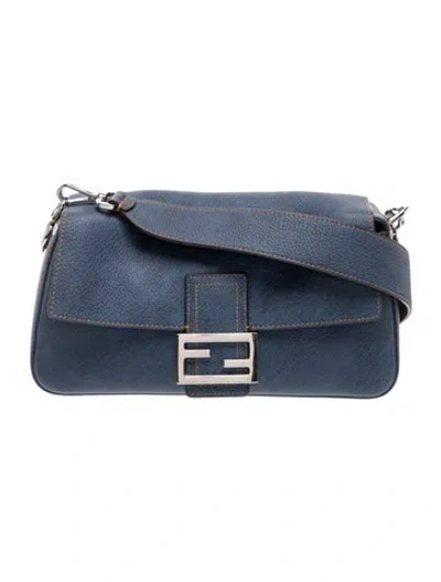 Pre-owned Fendi Leather Baguette 2025 In Blue