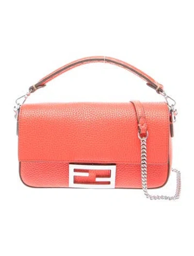 Pre-owned Fendi Leather Baguette In Red