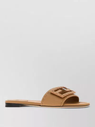 Fendi Leather Baguette Sandals Open Toe Buckle In Brown