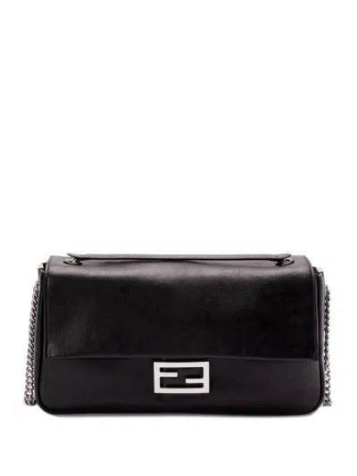 Fendi Leather Baguette Shoulder Bag In Black