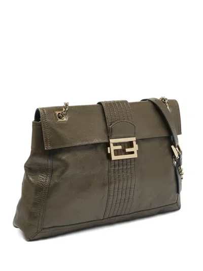 Pre-owned Fendi Leather Baguette Shoulder Bag In Brown