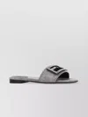 Fendi Women Printed Leather Baguette Slippers In Blue