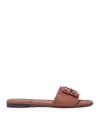 Fendi Ff Tube Medallion Flat Sandals In Nude & Neutrals