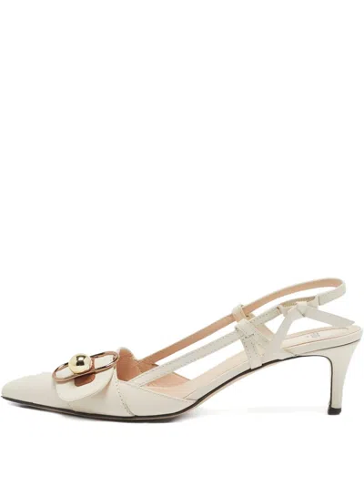 Pre-owned Fendi Leather Ball-detail Slingback Pumps