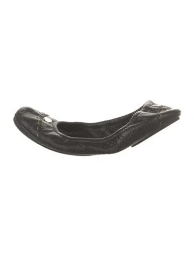 Pre-owned Fendi Leather Ballet Flats In Black