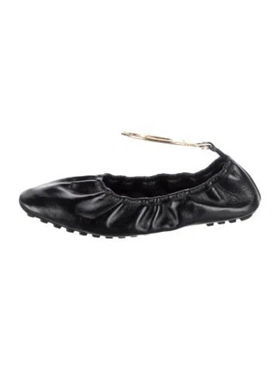 Pre-owned Fendi Leather Ballet Flats In Black