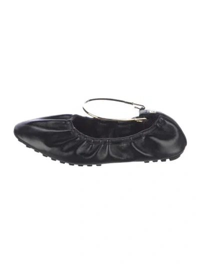 Pre-owned Fendi Leather Ballet Flats In Black