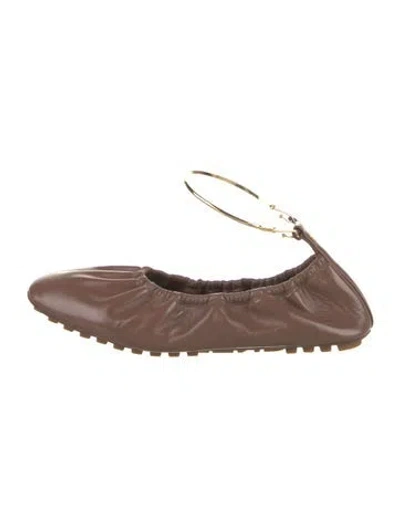 Pre-owned Fendi Leather Ballet Flats In Brown