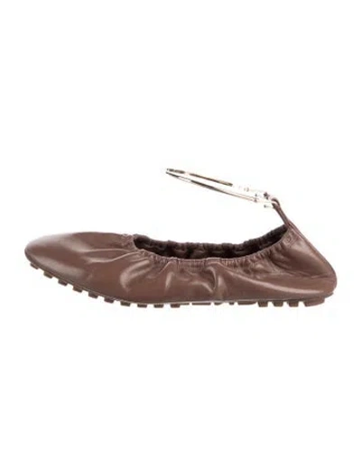 Pre-owned Fendi Leather Ballet Flats In Brown