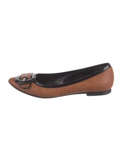Pre-owned Fendi Leather Ballet Flats In Brown