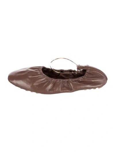 Pre-owned Fendi Leather Ballet Flats In Brown