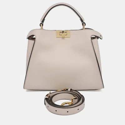 Pre-owned Fendi Leather Beige Peekaboo Essentially Mini (8bn302) In Sand