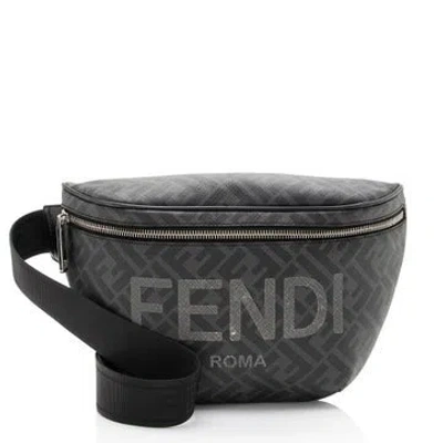 Pre-owned Fendi Leather Belt Bag In Black