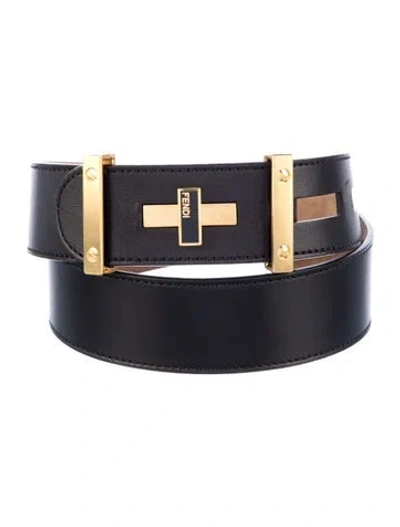 Pre-owned Fendi Leather Belt In Black