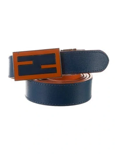 Pre-owned Fendi Leather Belt In Blue