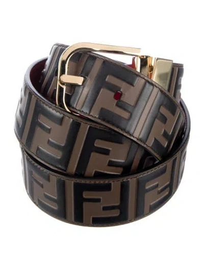 Pre-owned Fendi Leather Belt In Brown/red