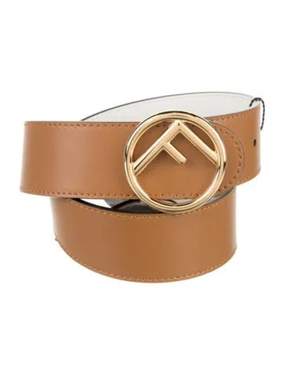 Pre-owned Fendi Leather Belt In Brown/white