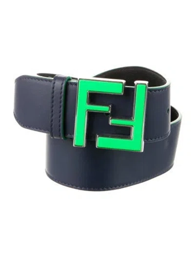 Pre-owned Fendi Leather Belt Kit In Blue
